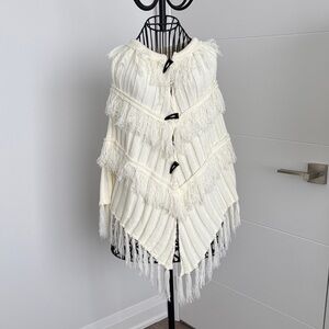 Cream White Knit Poncho